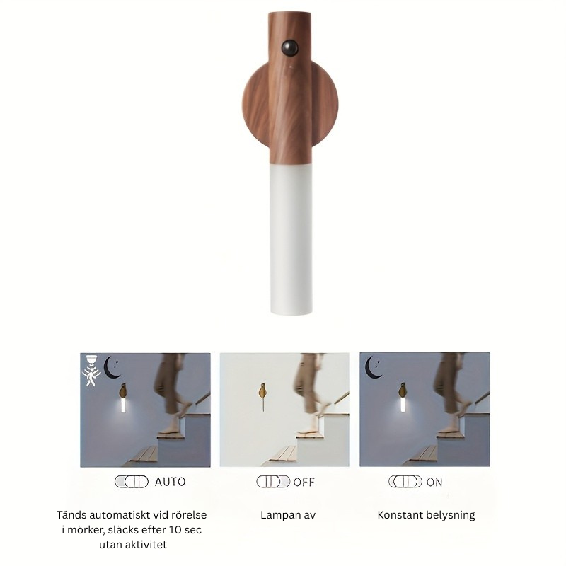 Smarta LED-Nattlampor med Rörelsesensor – USB, Magnet & Trådlös Design